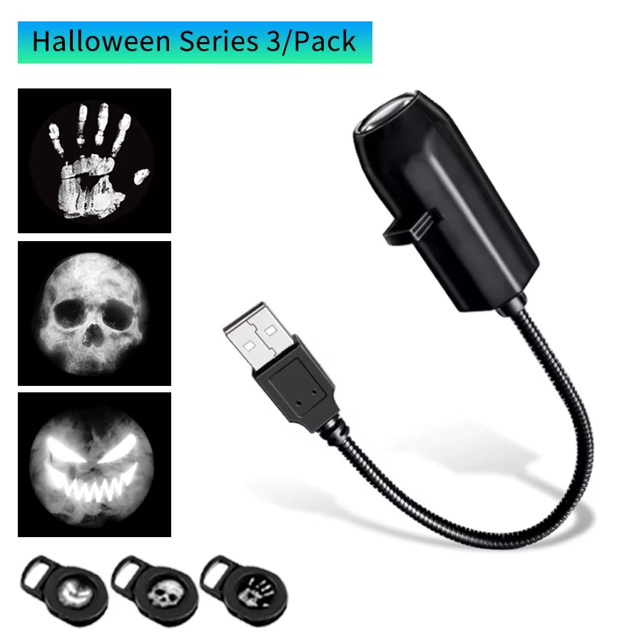 Christmas Halloween Led Projection Lamp Pumpkin Night Light Ceiling Wall Projector Holiday Ornaments USB Moon Atmosphere Light