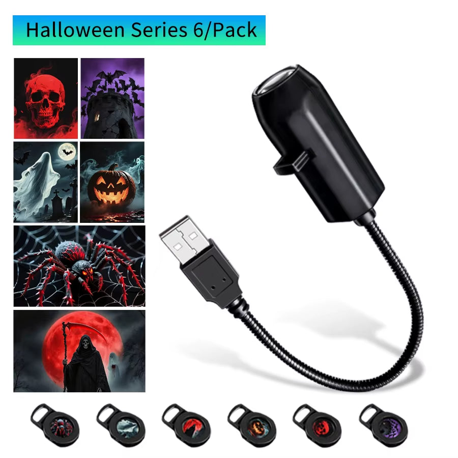 Christmas Halloween Led Projection Lamp Pumpkin Night Light Ceiling Wall Projector Holiday Ornaments USB Moon Atmosphere Light