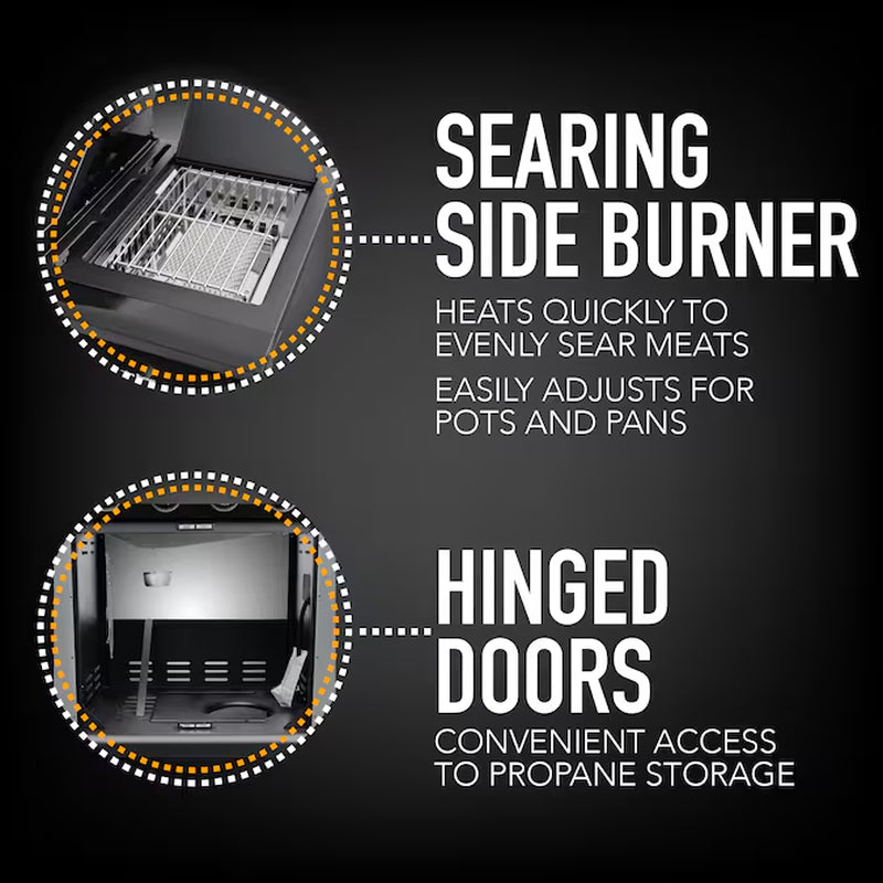 Black with Chrome Accents 4 -Burner Liquid Propane Gas Grill 1 -Side Burner