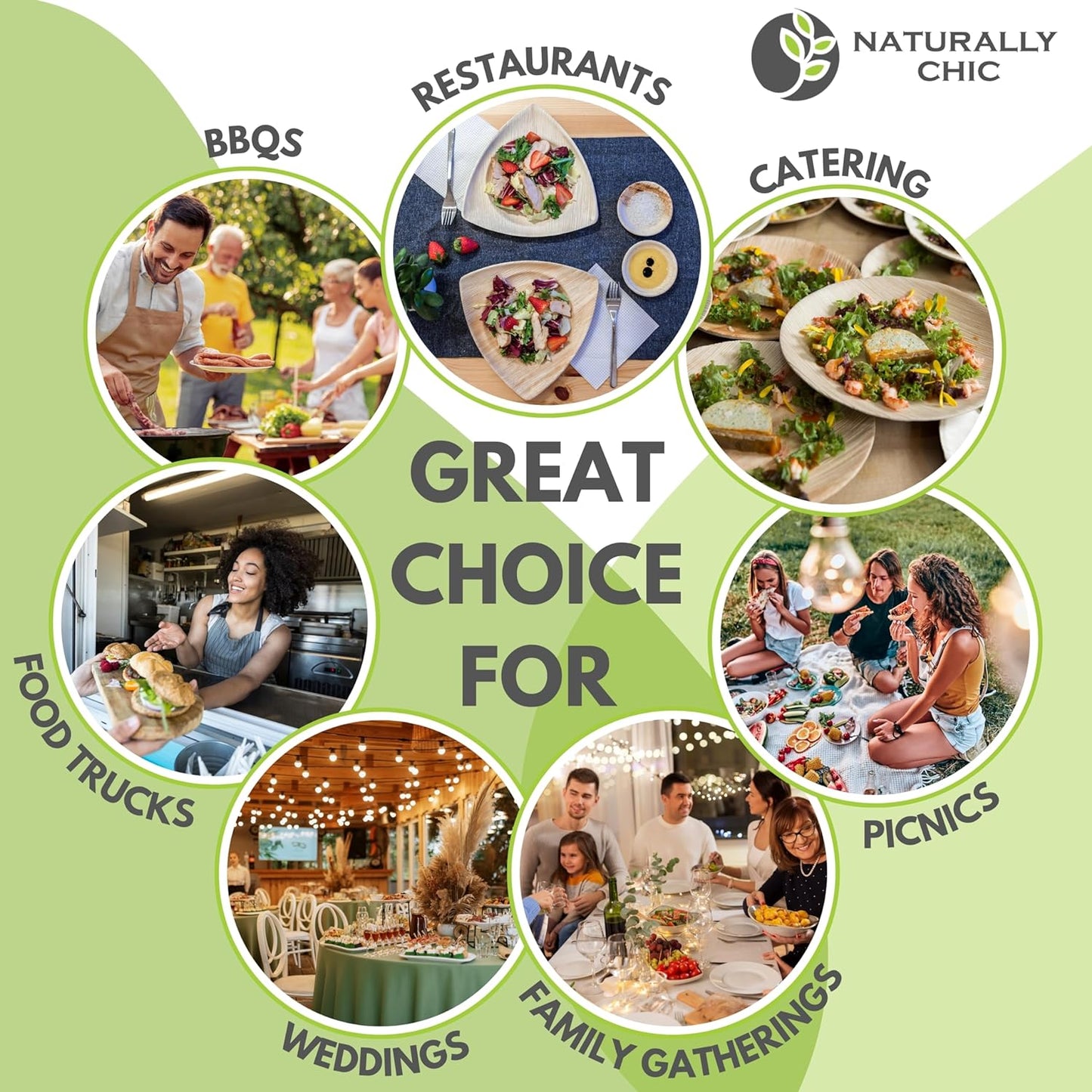 Small 6 Inch round Palm Leaf Dessert Plates - 50 Pack - Same as Disposable Bamboo Plates for Appetizers and Cocktails - Compostable and Eco-Friendly