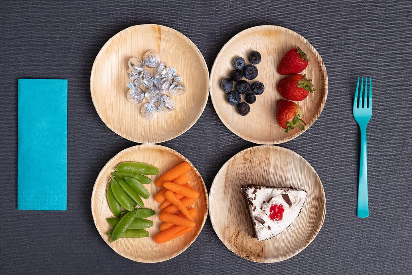 Small 6 Inch round Palm Leaf Dessert Plates - 50 Pack - Same as Disposable Bamboo Plates for Appetizers and Cocktails - Compostable and Eco-Friendly