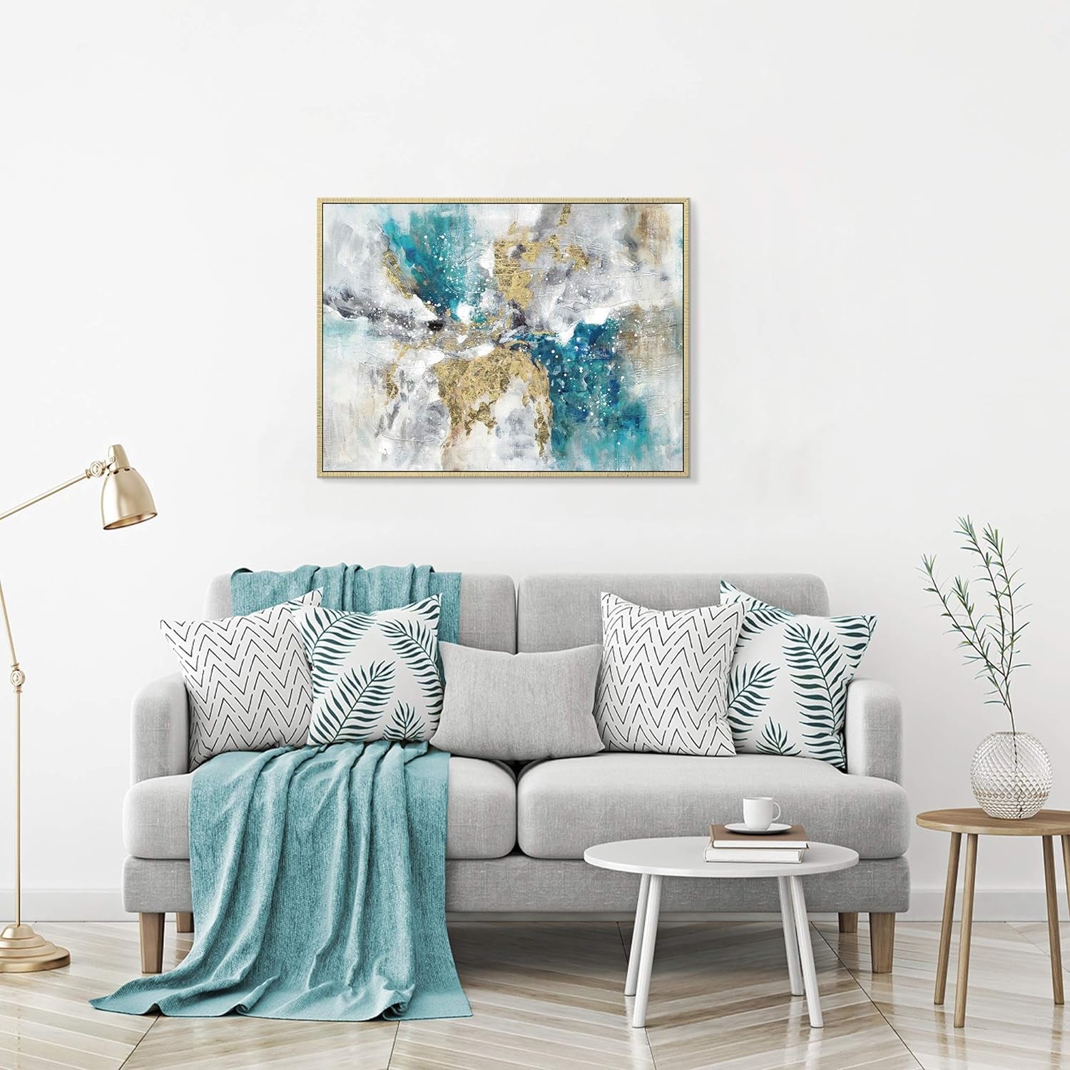 Abstract Canvas Framed Wall Art: Marble Abstract Heavy Texture Pictures Minimalist Painting with Gold Foil for Bedroom (40''W X 30''H, Multiple Sizes)